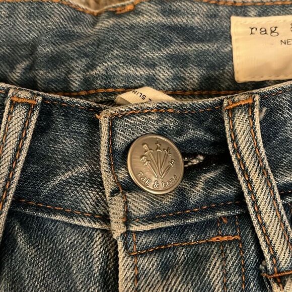 RAG & BONE Maya HW Two-Tone frayed Denim Blue Jeans - Picture 12 of 12